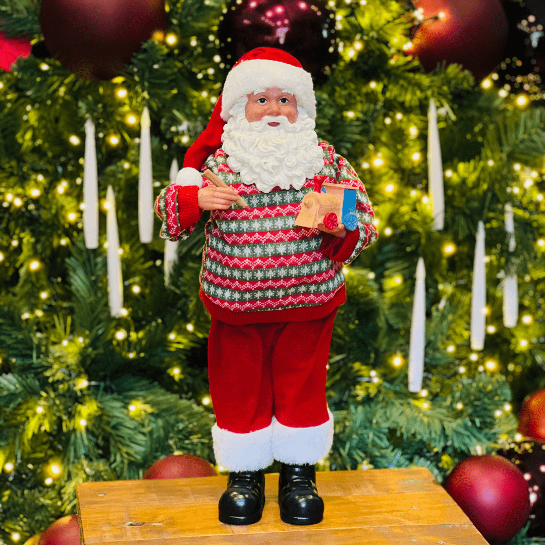 Papai Noel Colecionável Fábrica de Brinquedos 46cm