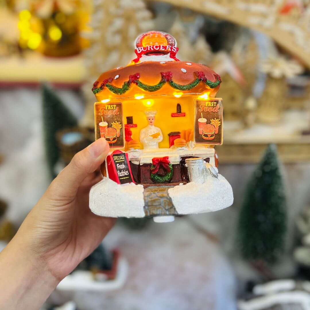 Loja Natal Hamburgueria Com Led 15x12x12,5cm