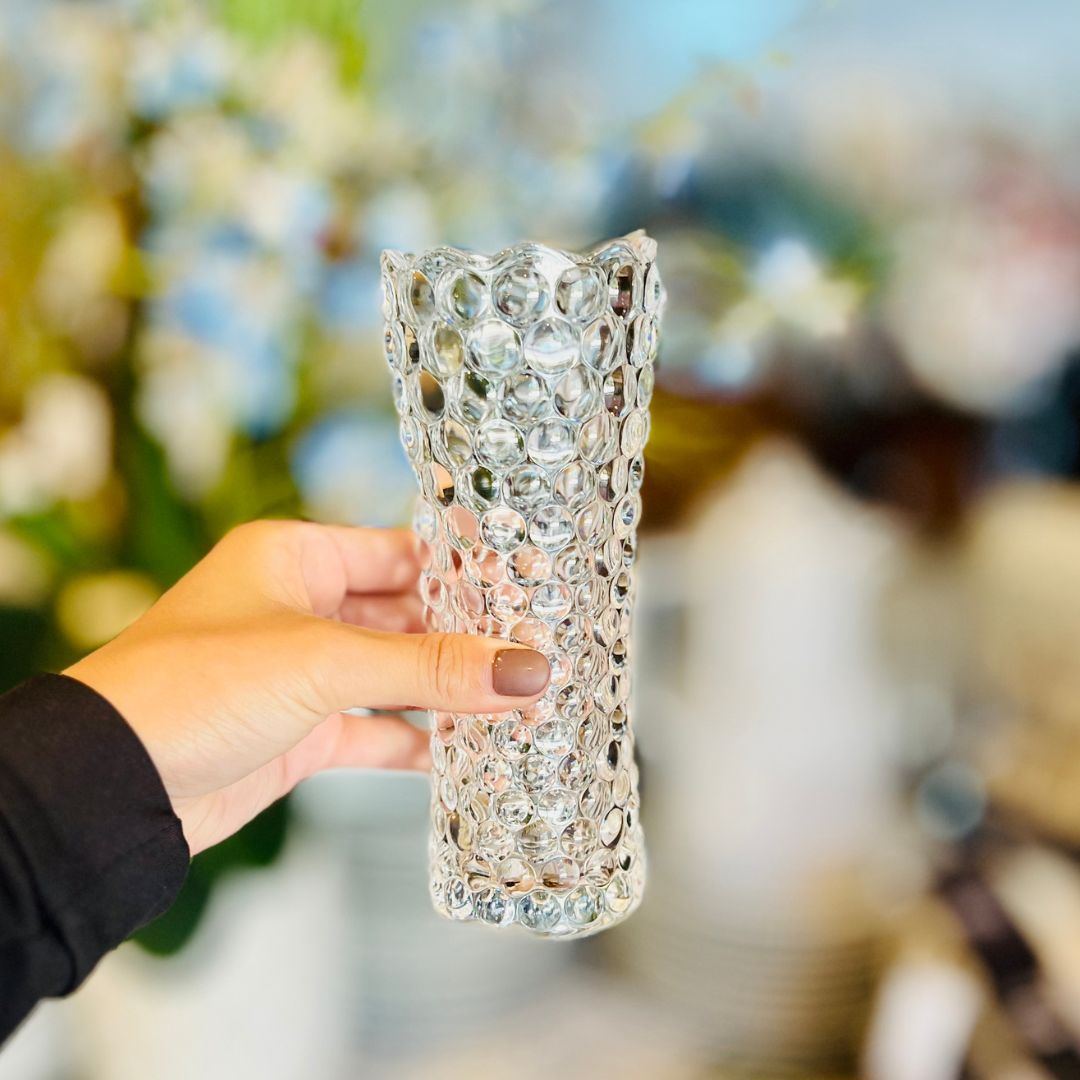 Vaso de Vidro Bubble - 7x7x18cm