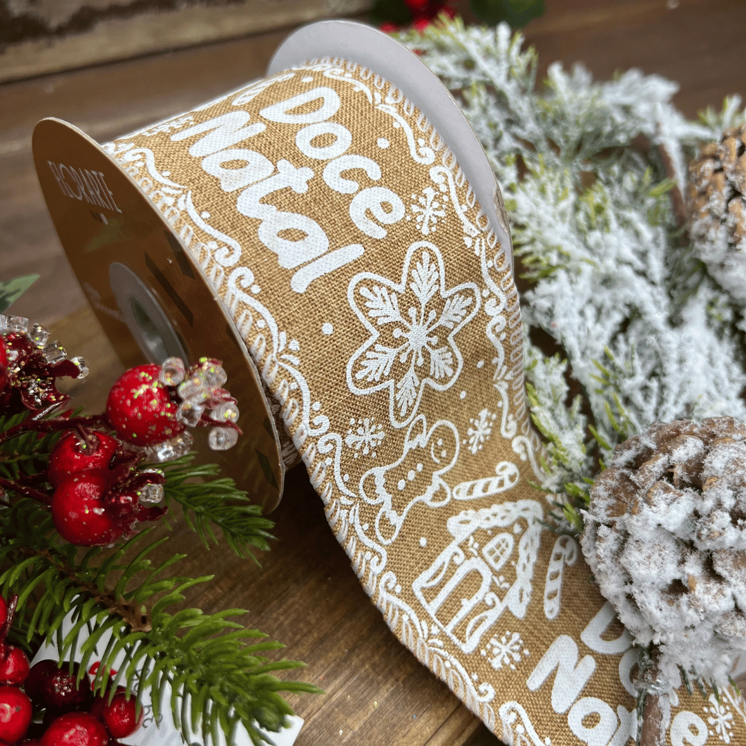 Fita Decorativa Doce Natal Linho 6,3cmX9,14m
