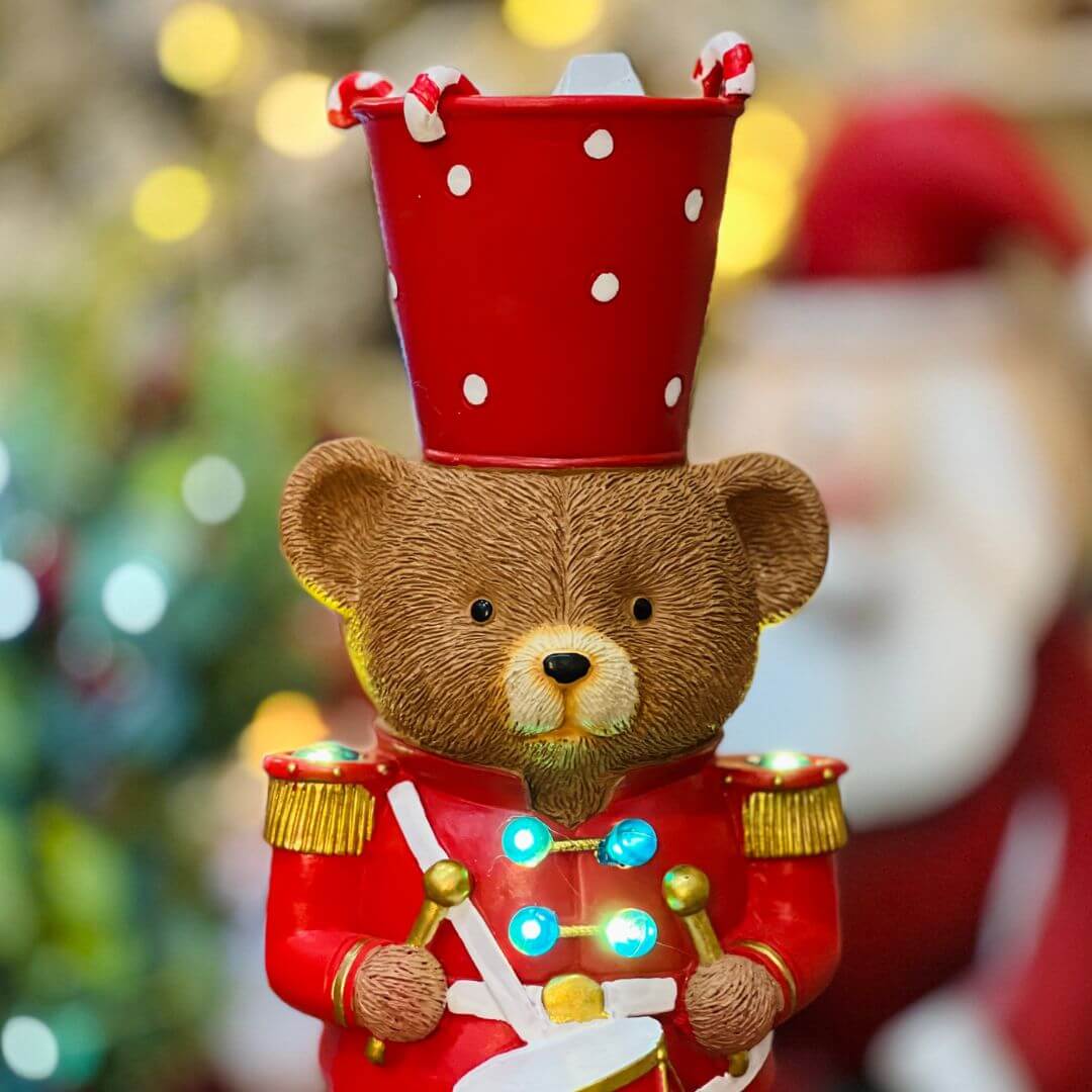 Urso Decorativo Soldadinho Com LED - 30cm