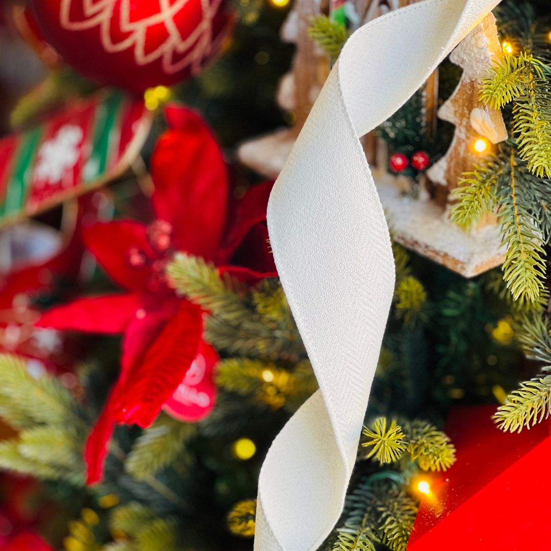 Fita Aramada Tecido Com Costura - 6,3cmx9,14m Off White