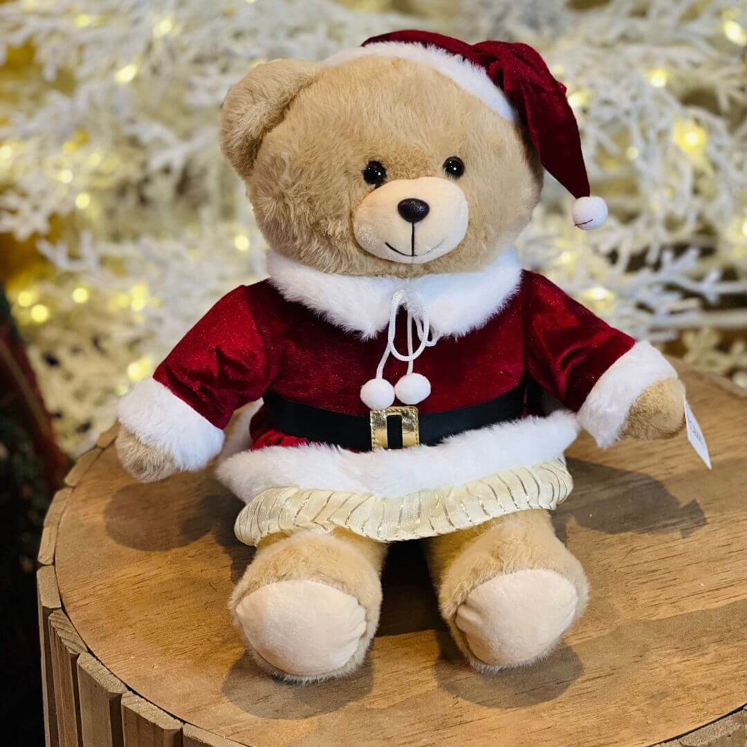 URSO NATAL DECORATIVO MENINA - 40cm