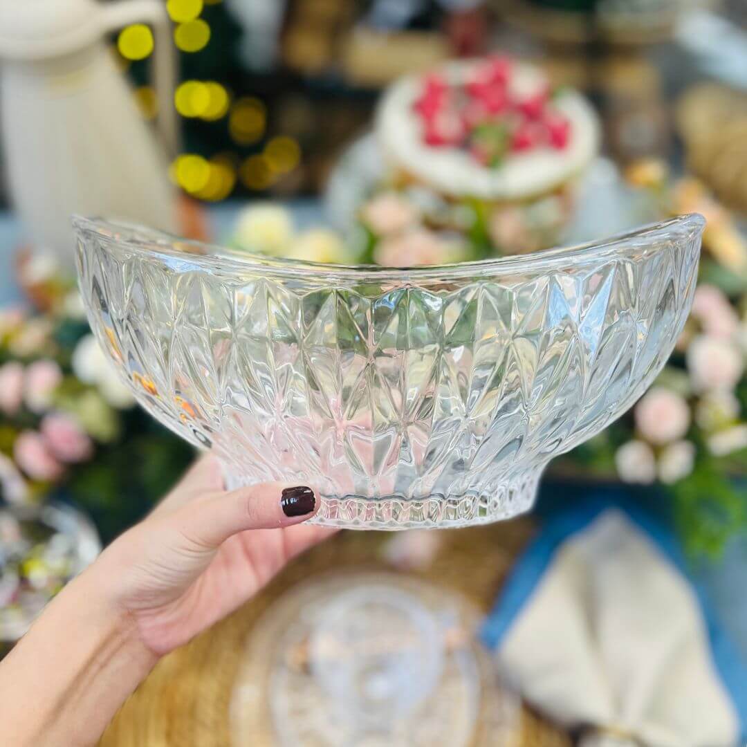 Centro de Mesa de Cristal Diamond - 28x15x13,5cm