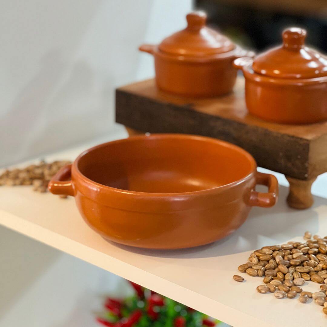 Bowl Frisada com Alça Caramelo Fosco - 16cm