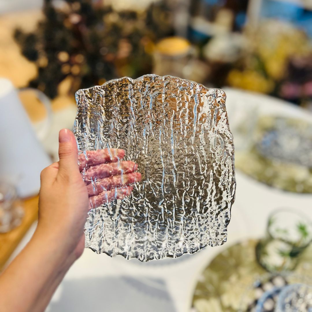 Travessa Quadrada Vidro Ramos - 19,5x17x3cm