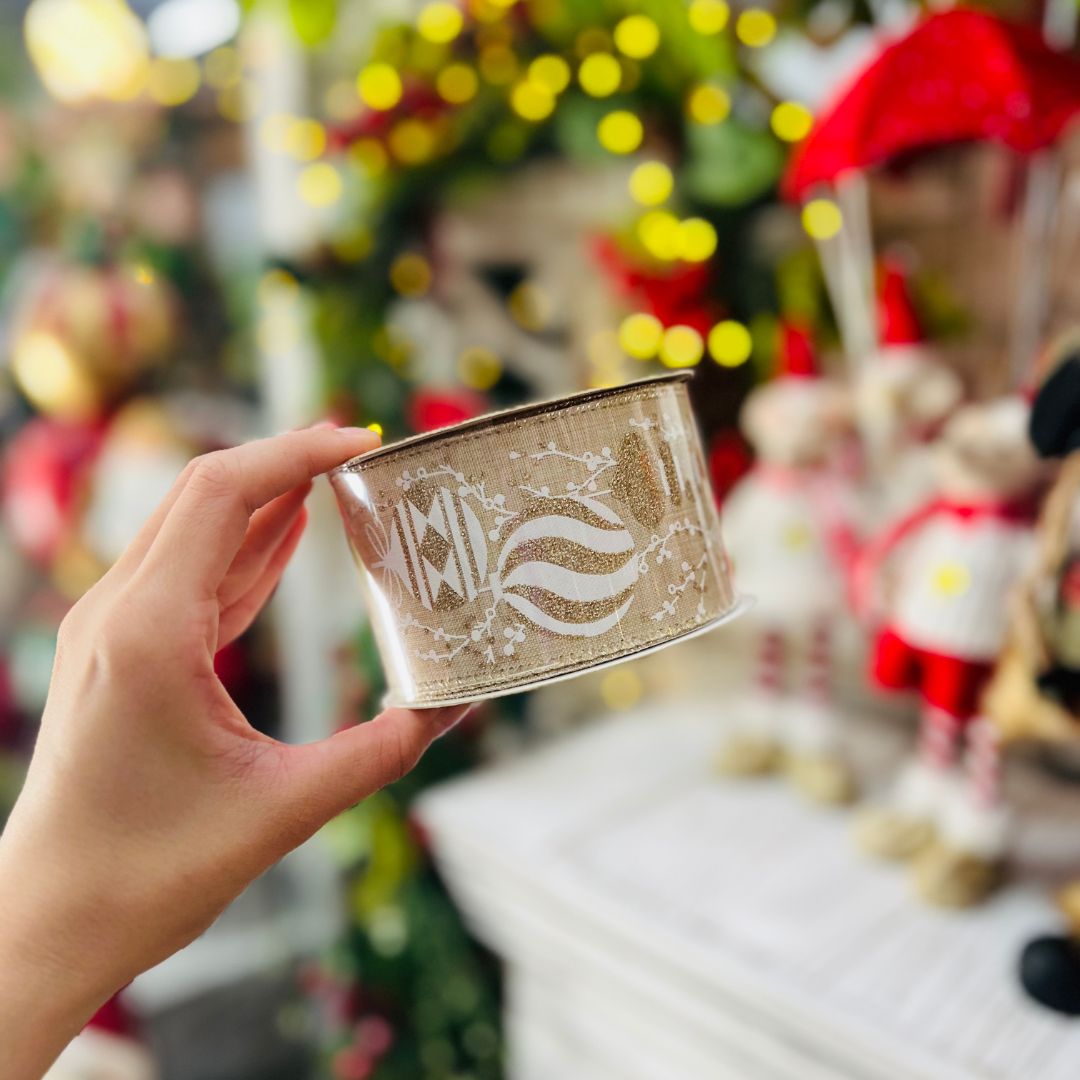 Fita Natalina Com Detalhe - 6,3cmx9,14m