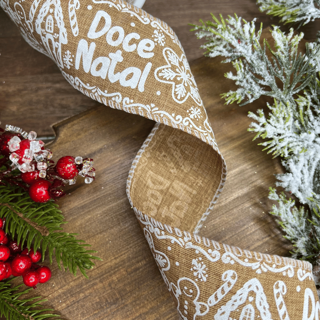 Fita Decorativa Doce Natal Linho 6,3cmX9,14m