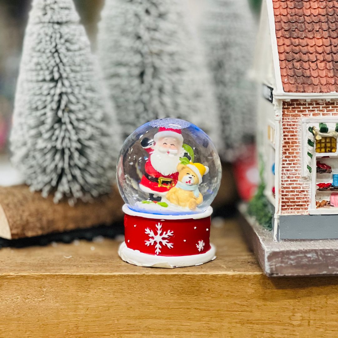 Enfeite Decorativo Globo Papai Noel Com Luzes Vermelho/Branco - 9cm