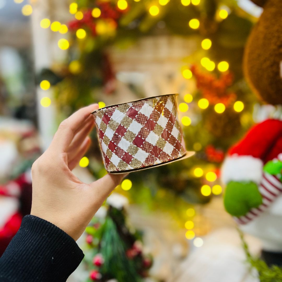 Fita Natalina Xadrez - 6,3cmx9,14m