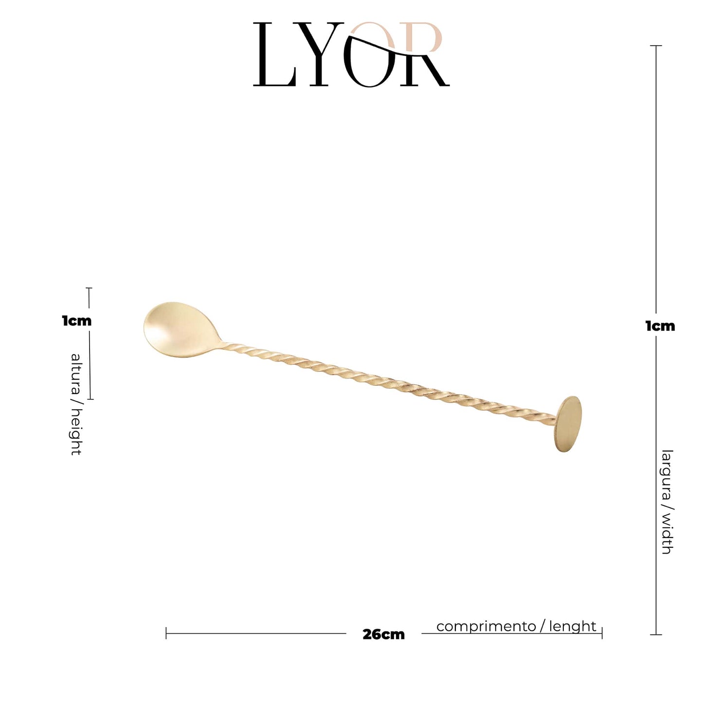 Colher Bailarina de Aço Inox Tress Dourado - 26cm