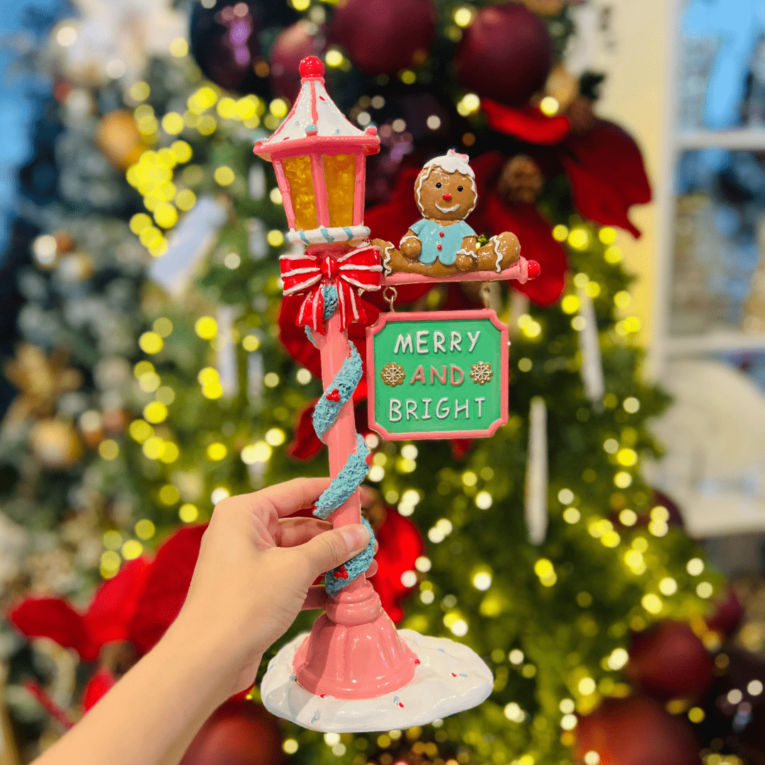 Poste Natalino Gingerbread Candy Color Com Led 36cm