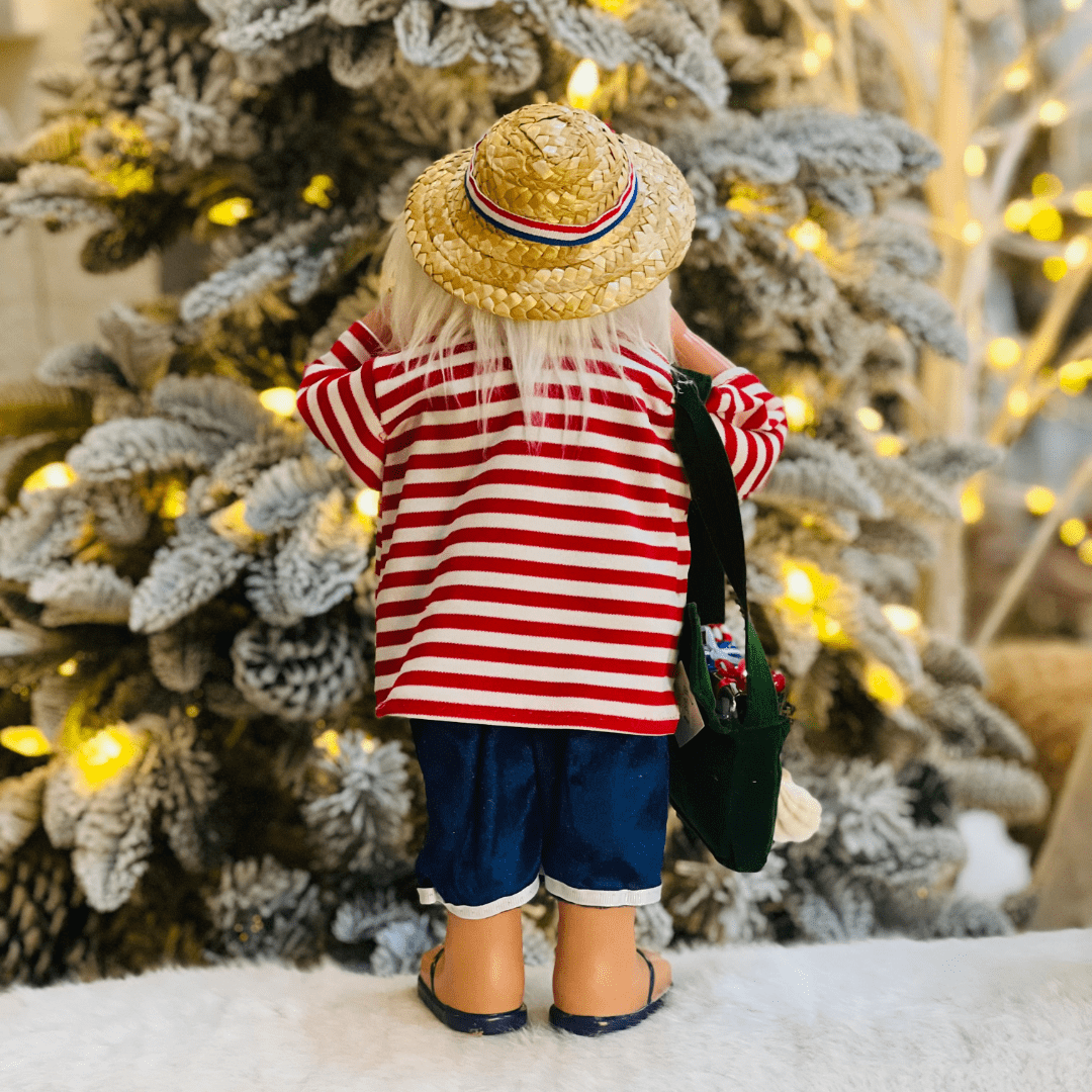 Papai Noel Praiano Vermelho e Azul 40cm