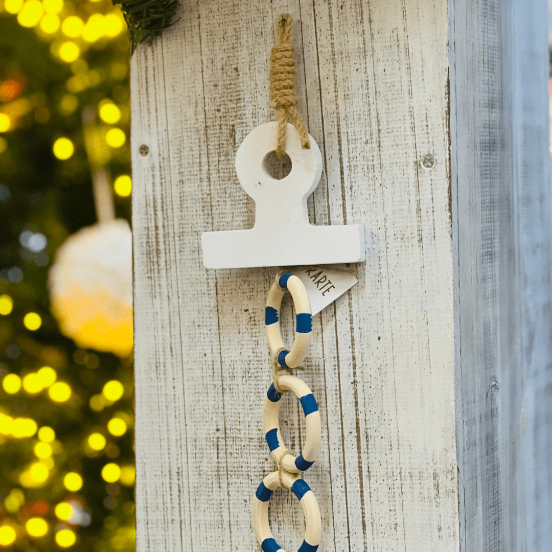 Pendente Âncora Natal Náutico de Madeira 41x16,5cm