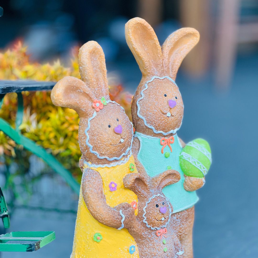 Família de Coelhos Decorativa - 44,3x12,7x29cm