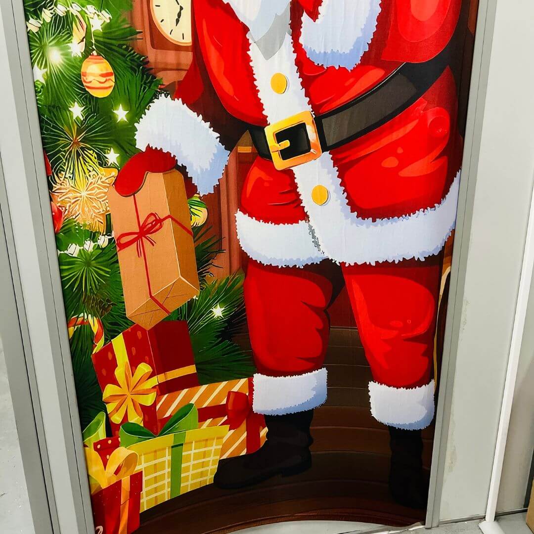 Cobre Porta Natalino Papai Noel Árvore – 90 x 210cm