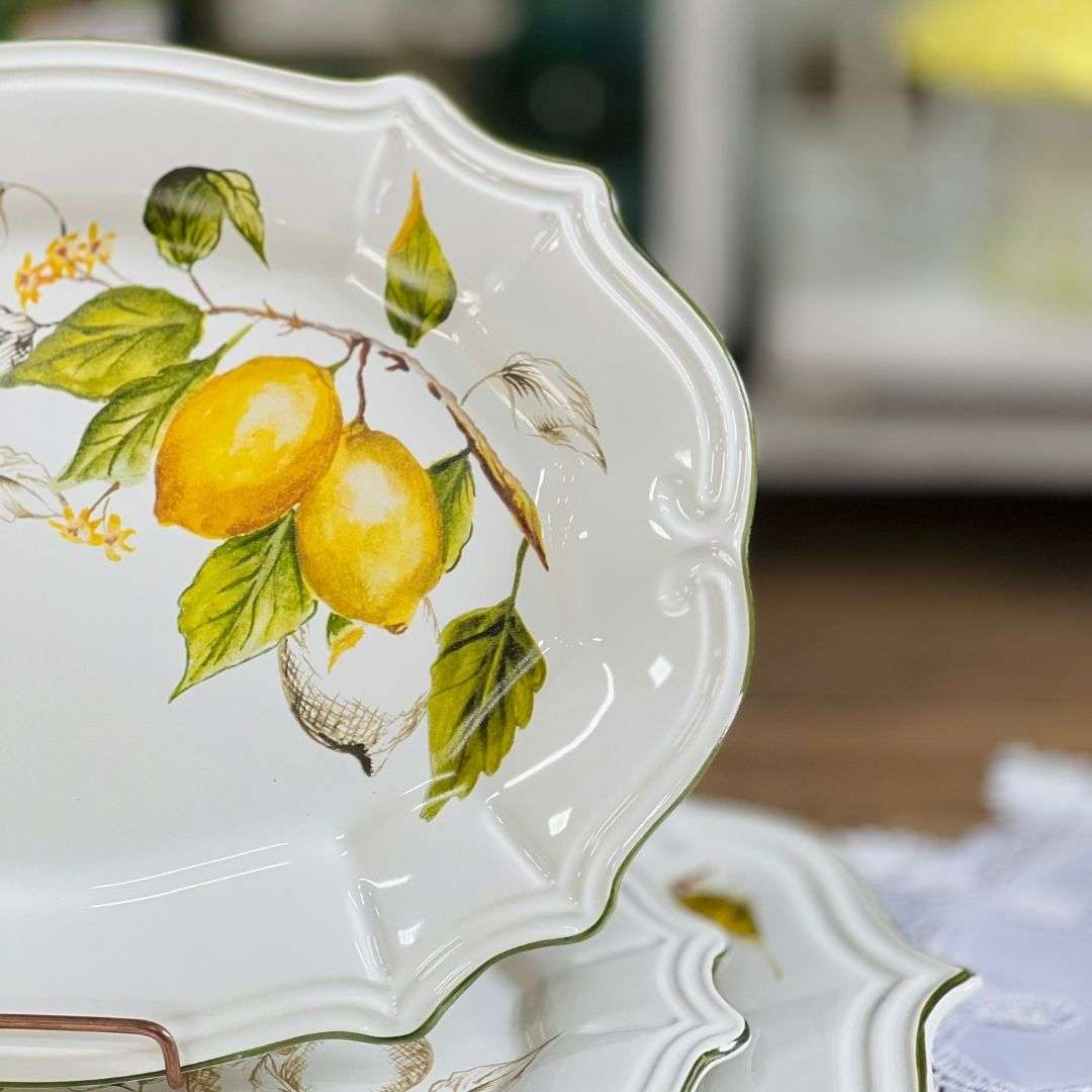 Travessa Média Branca Toscana Limão Siciliano - 36,5cm