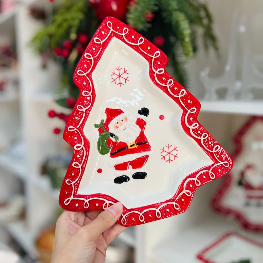 Travessa Natalina Árvore Noel 25x21,5x2,5cm