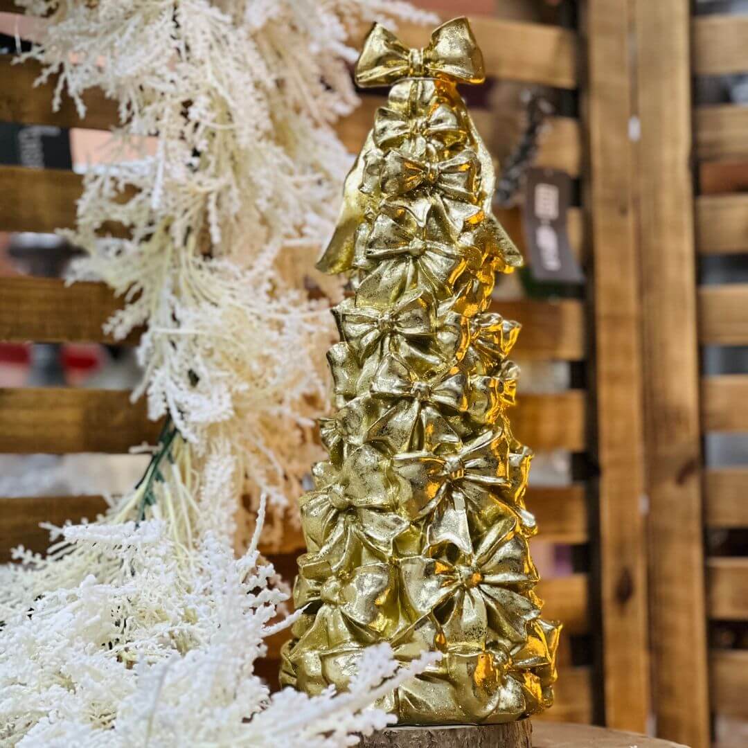Árvore de Natal com Laços Dourados – 40cm
