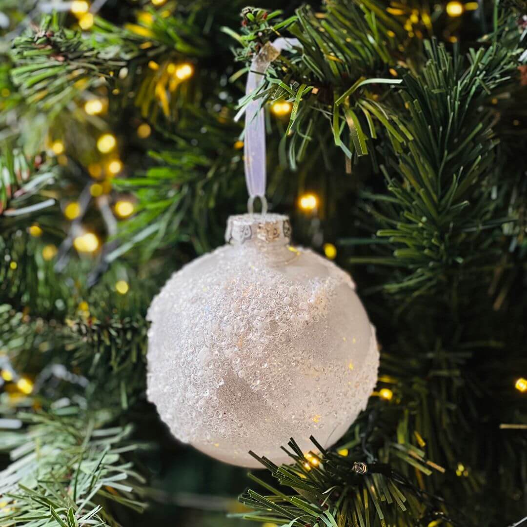 Bola Decorada 10cm Jg/2 Pc Branco