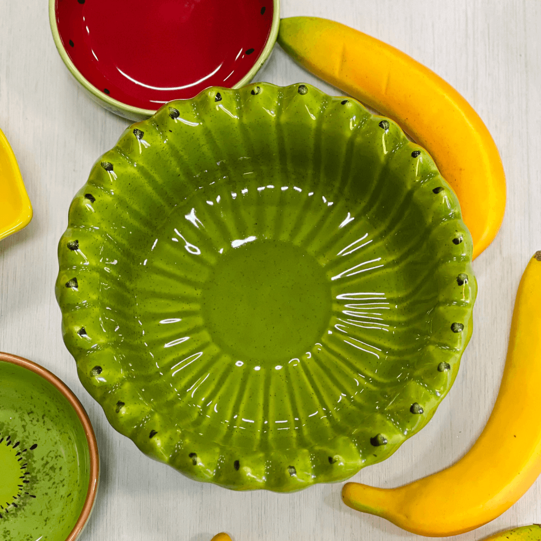 Bowl Banana Verde de Cerâmica G 10x23cm