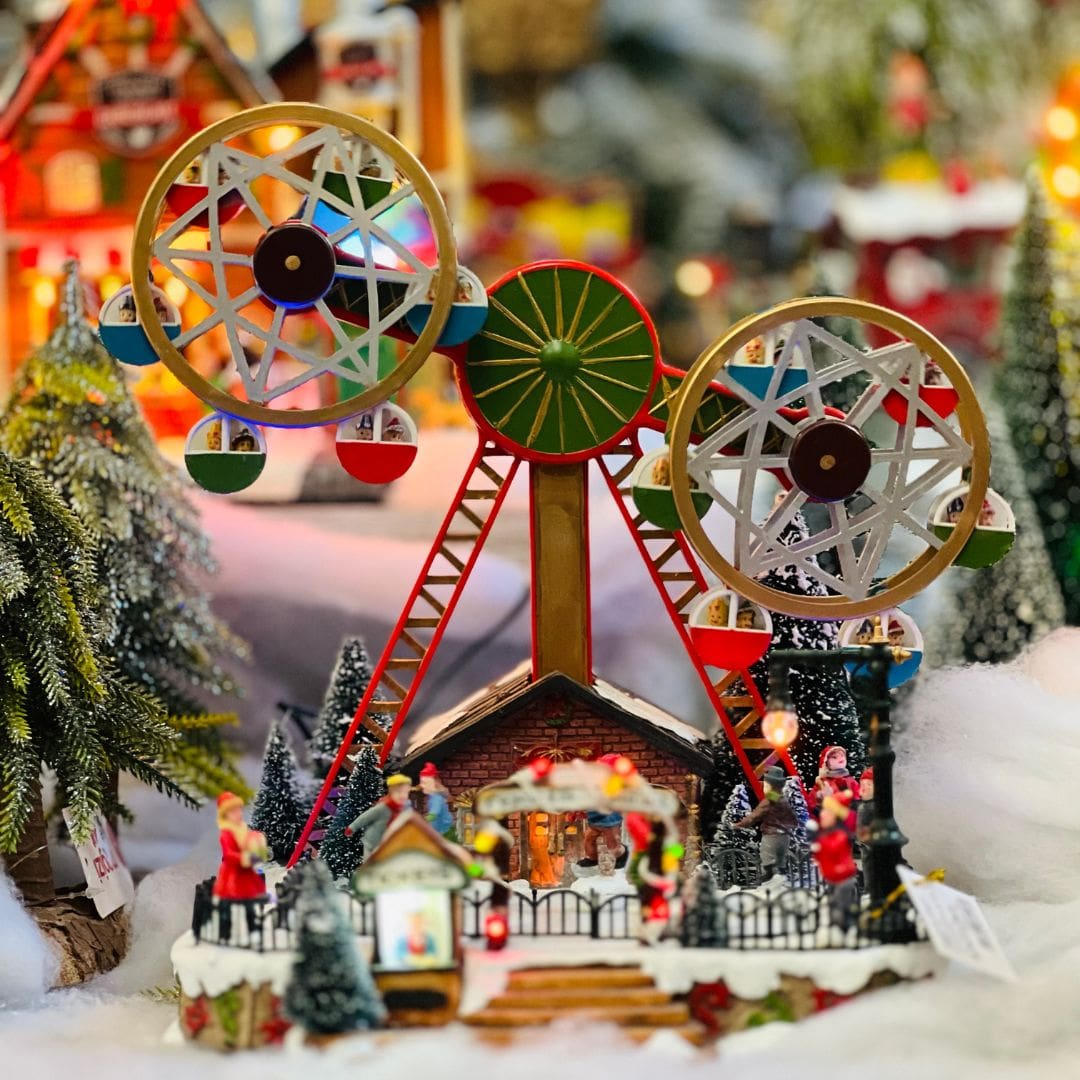 Parque Natal Roda Gigante Dupla Com Led, Som e Movimento Bivolt 28,5x31x29cm