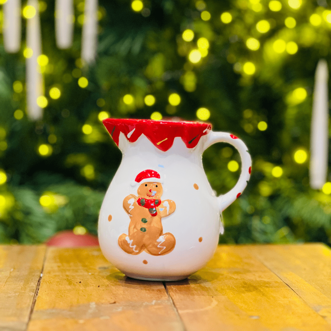 Jarra Natalina Gingerbread de Cerâmica 12cm