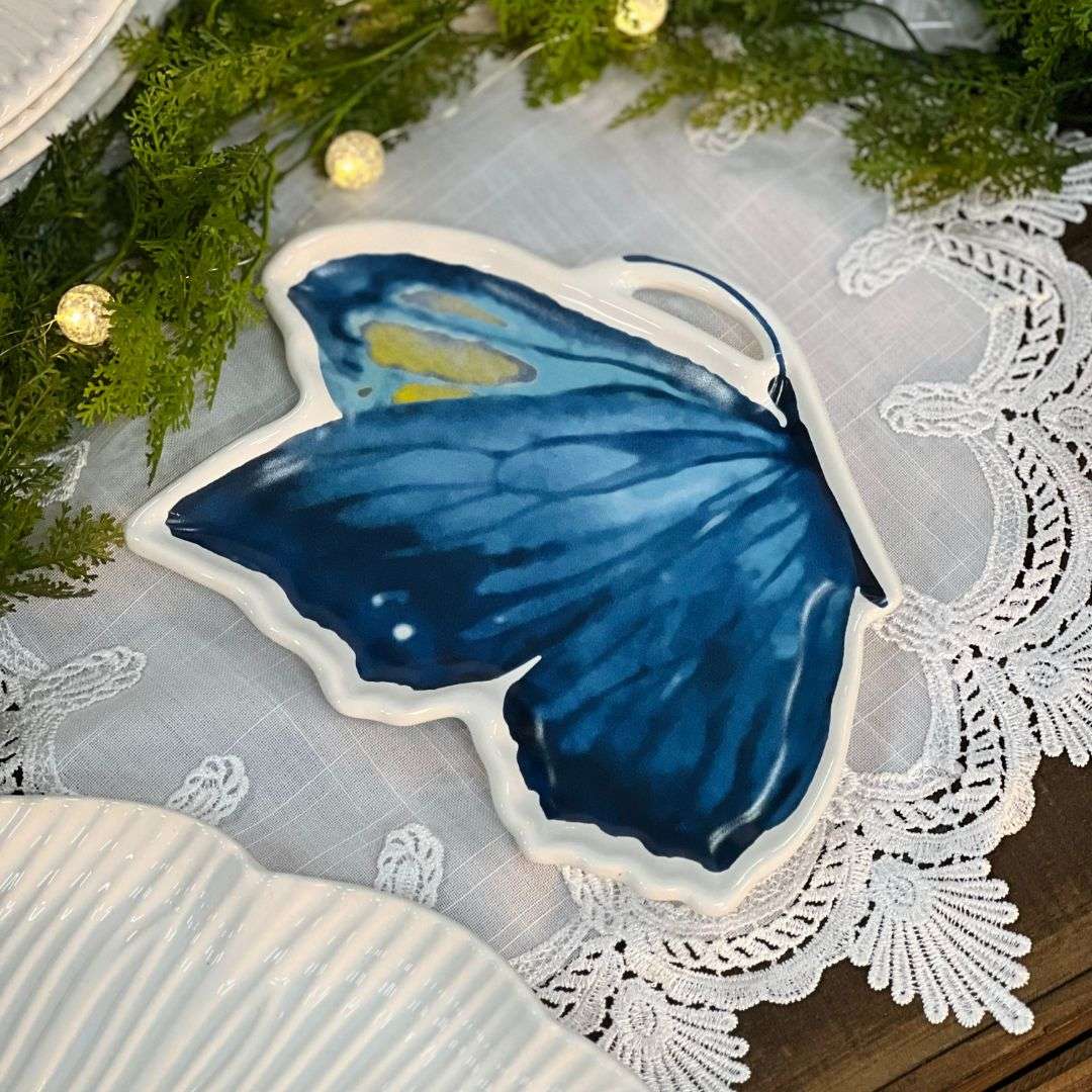 Prato Sobremesa Borboleta Com Asa Fechada - 24cm