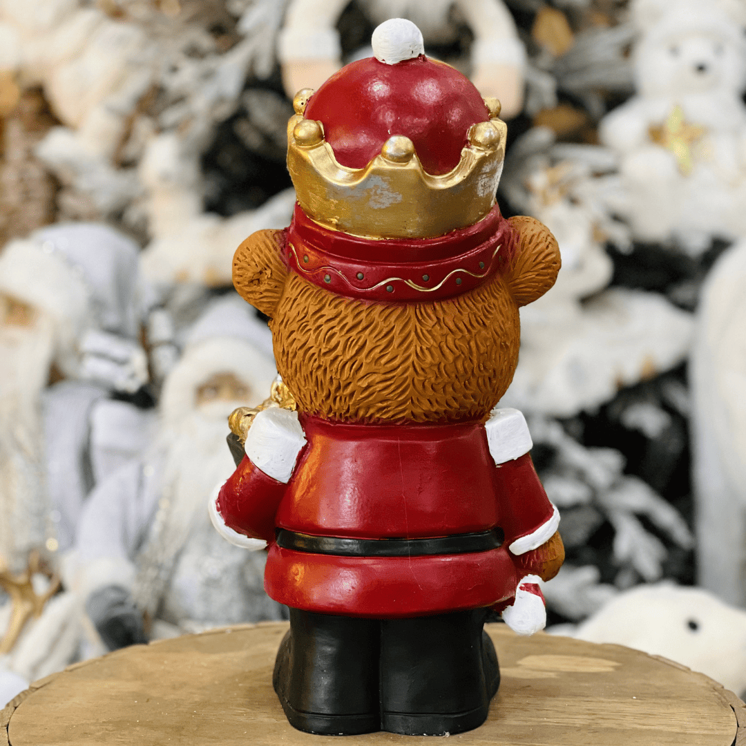 Urso Natalino Em Pé de Cerâmica Com Led 45cm