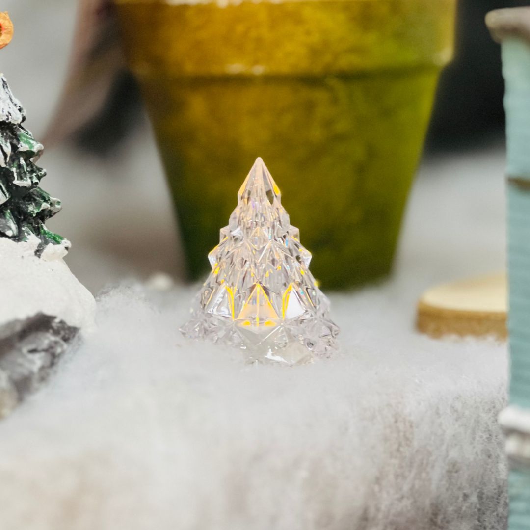 Enfeite Árvore Transparente Com Iluminação - 6x4,5cm