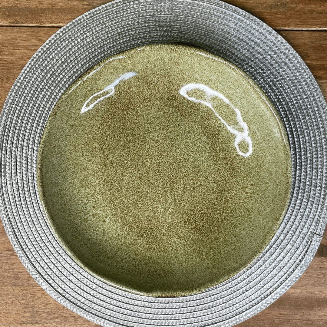 Prato Fundo Bio Croco Verde de Cerâmica 25cm