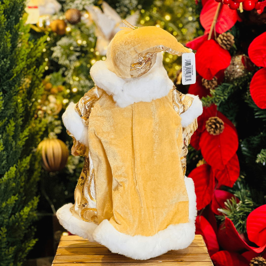 Papai Noel Branco e Dourado 45cm