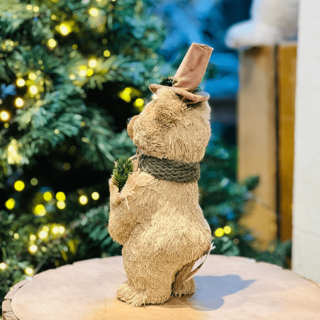 Urso Natalino Com Cartola 30x11cm