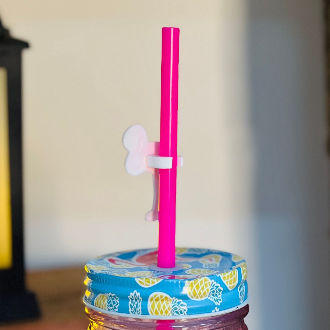 Copo de Vidro Com Canudo Flamingo - 540ml