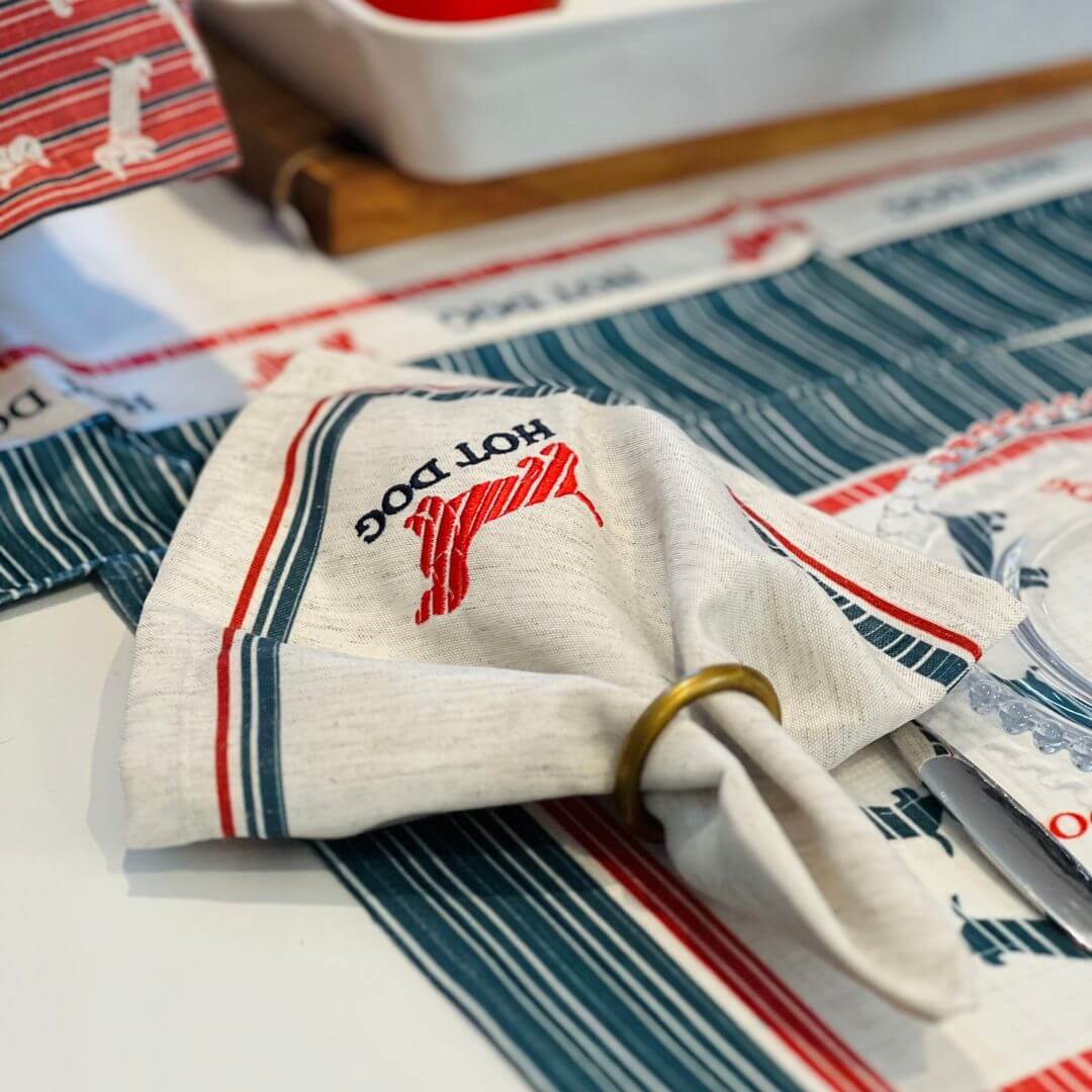 Guardanapo Hot Dog Com Bordado 40cmcx40