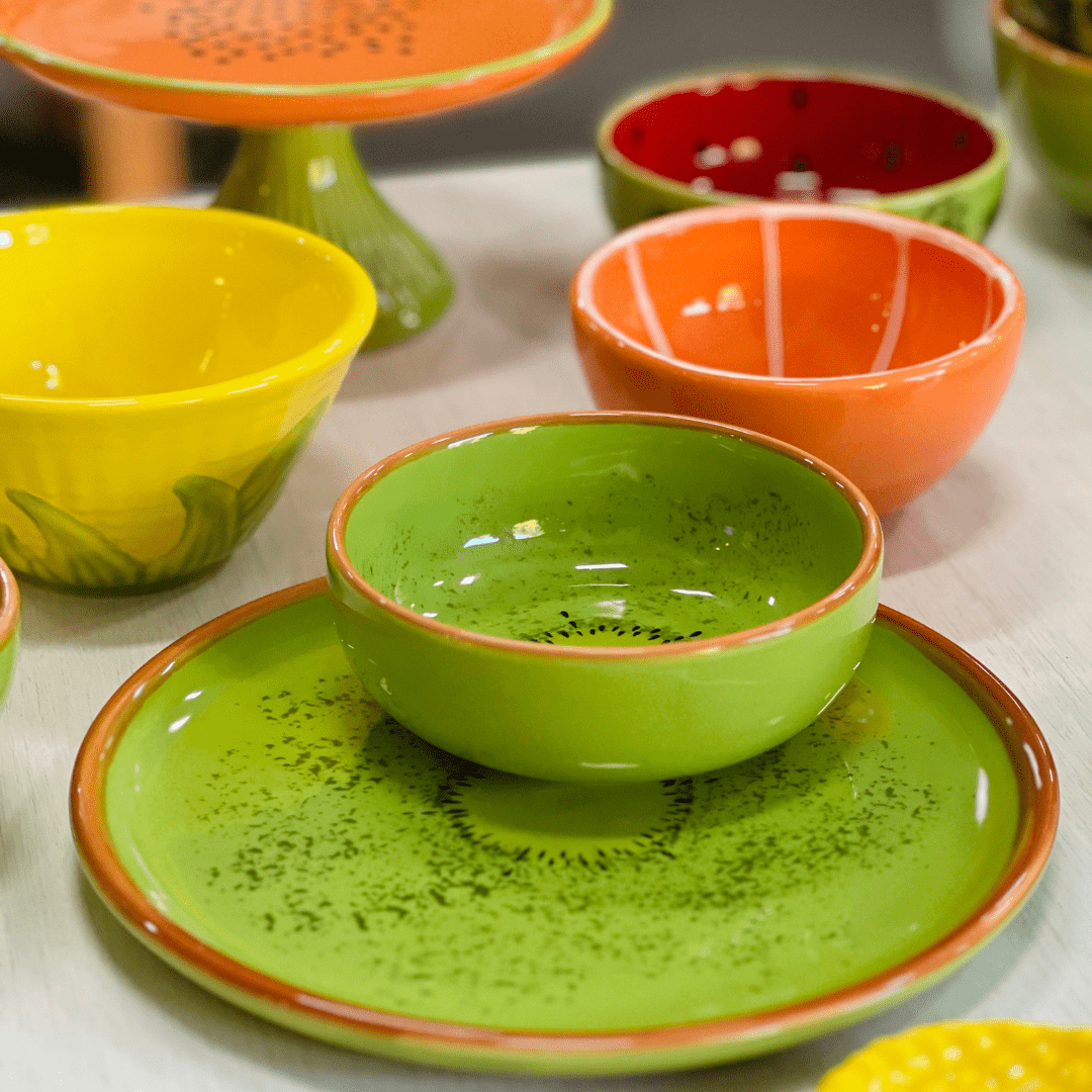 Prato de Sobremesa de Cerâmica Kiwi 23cm