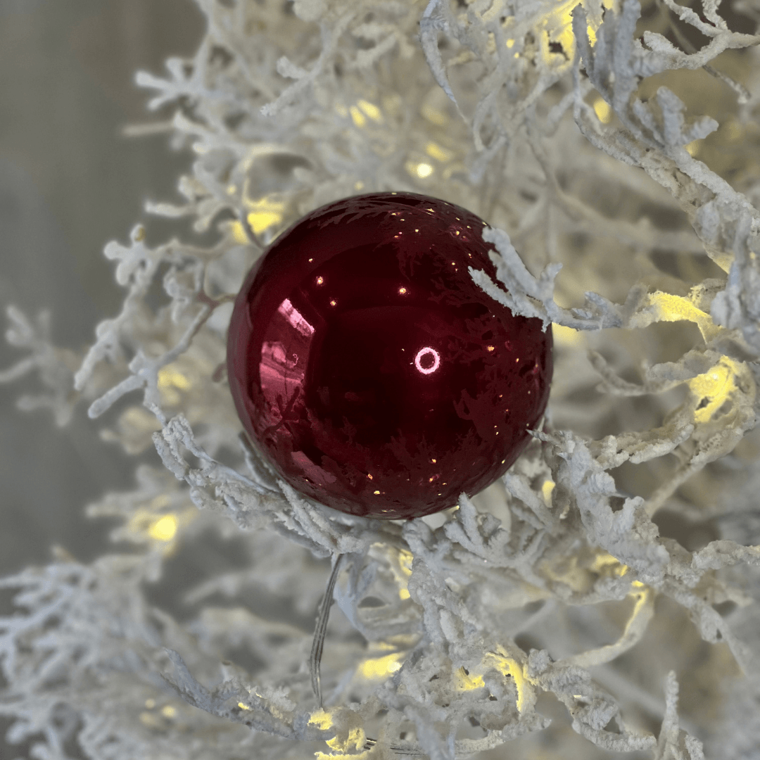 Bola de Natal em Tubo Perolada Vermelho 12cm | Jogo com 4 Peças