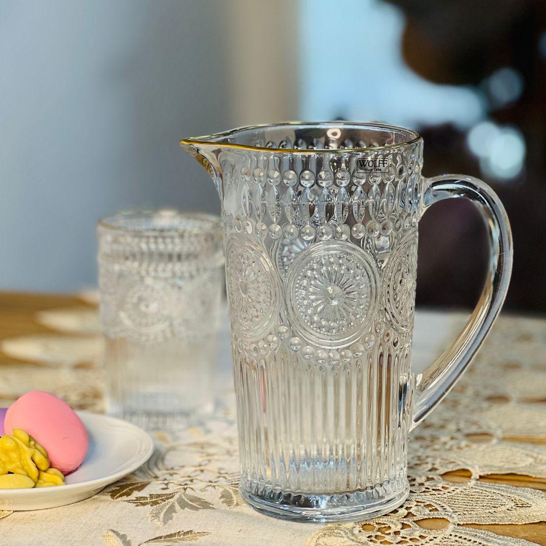 Jarra de Vidro Com Fio de Ouro Mandala - 1L