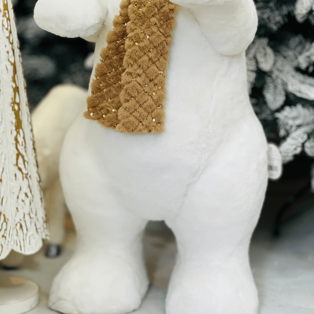 Urso Polar Natalino Em Pé Branco e Nude 90cm