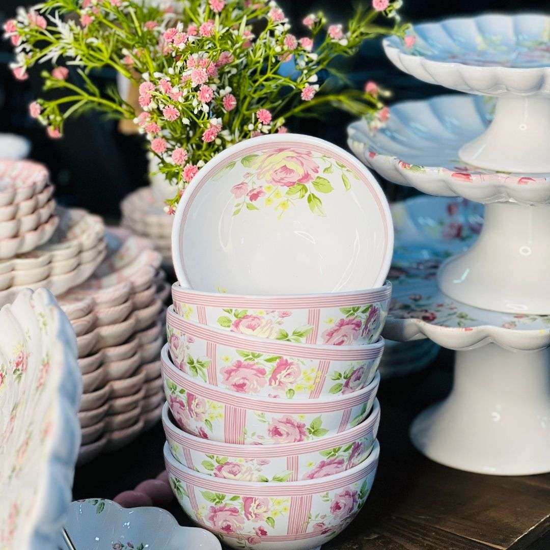 Bowl Com Rosas Vó Dulce Rosa - 13,5