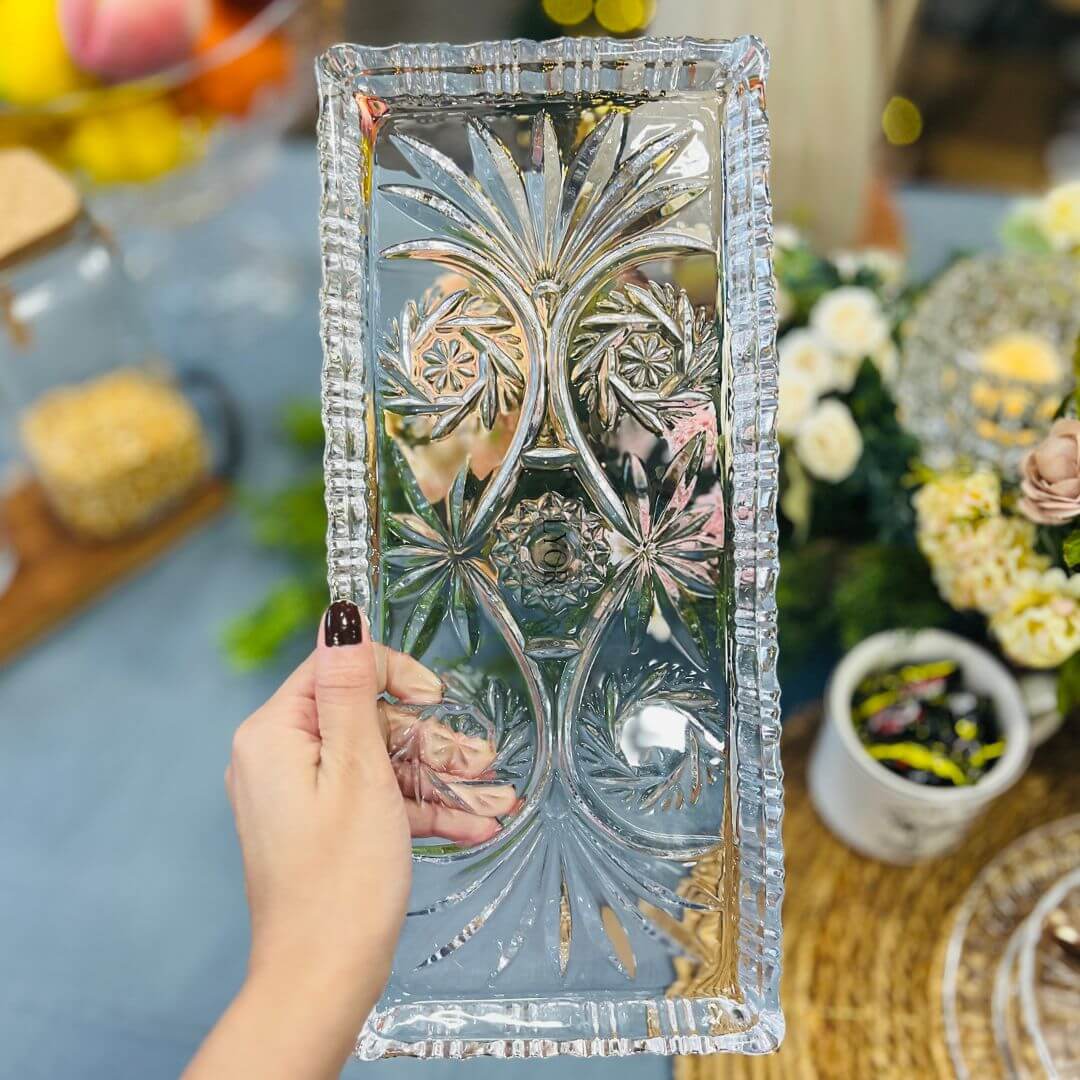Travessa de Cristal de Chumbo Dragon - 34x15x2,5cm