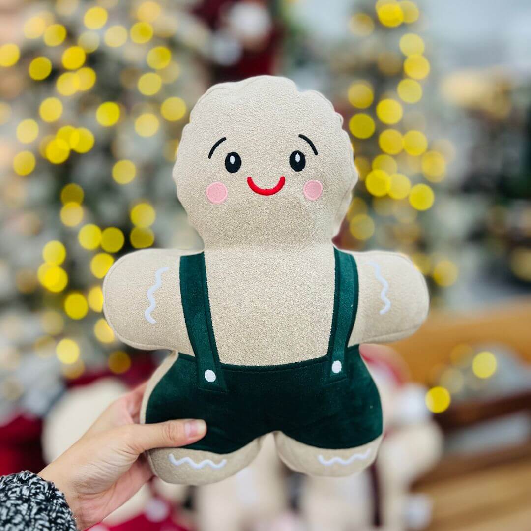 Almofada Natalina Formato Ginger Com Bordado - 26cmx33cm