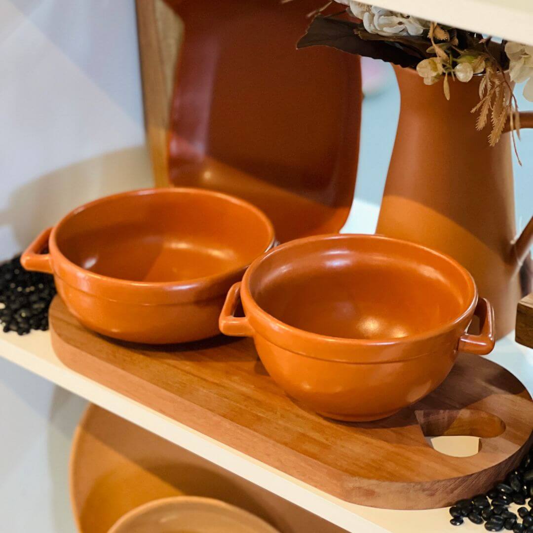 Bowl Frisada com Alça Caramelo Fosco - 16cm