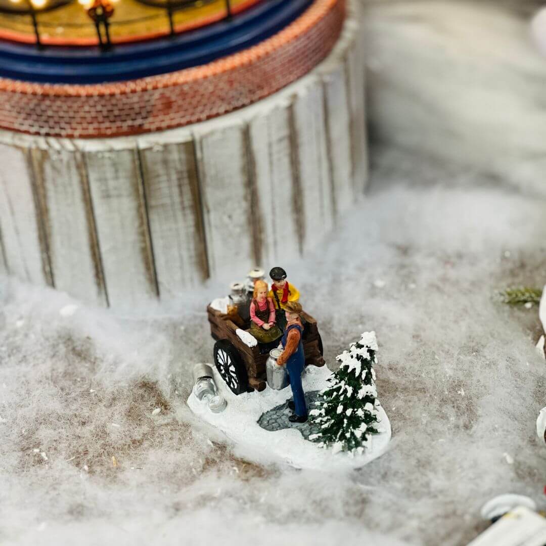 Cenário Natal Pai e Filhos 7x11x7,5cm