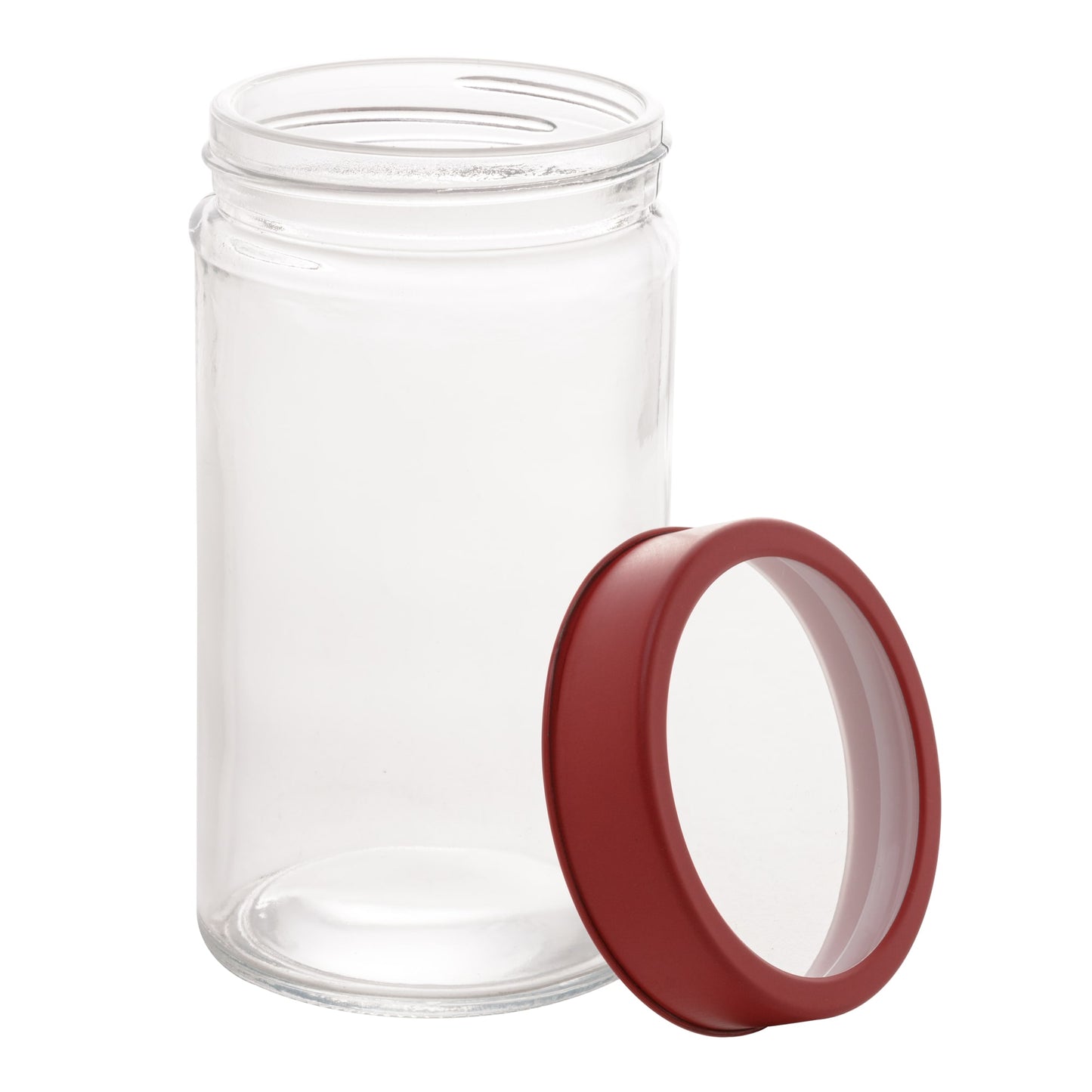 Pote de Vidro Borossilicato Transparente Com Tampa de Acrilico Gastro Vermelha 500ml