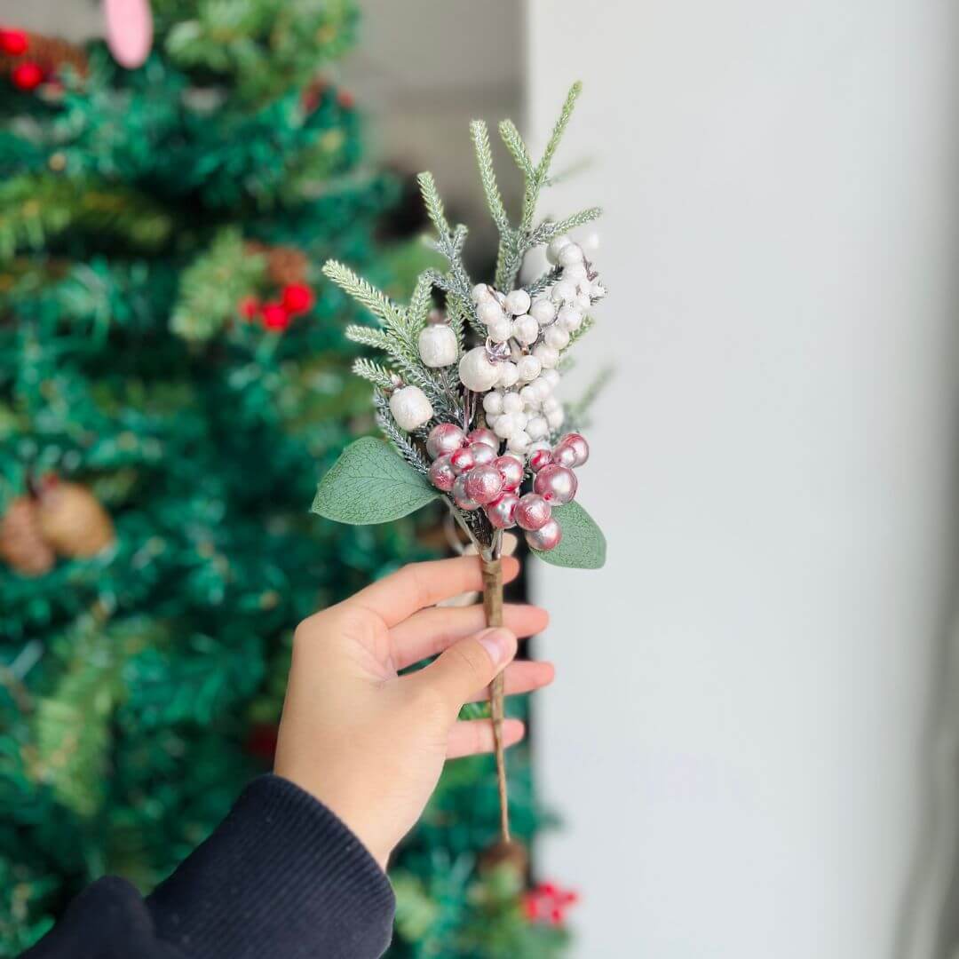 Haste Perola Branca e Rose - 30cm