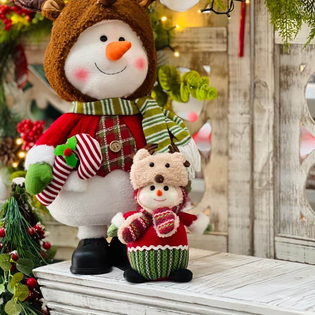Boneco de Neve Vermelho e Verde - 17cm