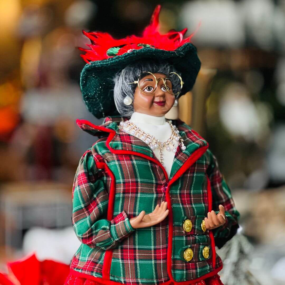 Mamãe Noel Negra Natalina Xadrez - 60 cm