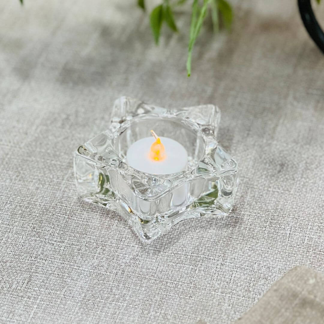 Porta Velas Estrela Transparente - 9,5x3,5cm