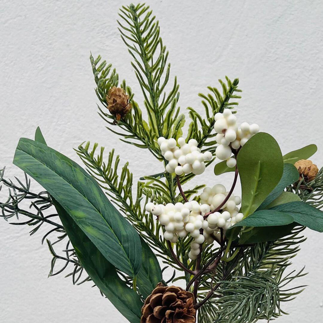 Haste Folhagem Com Pinha - Alt 35 Cm